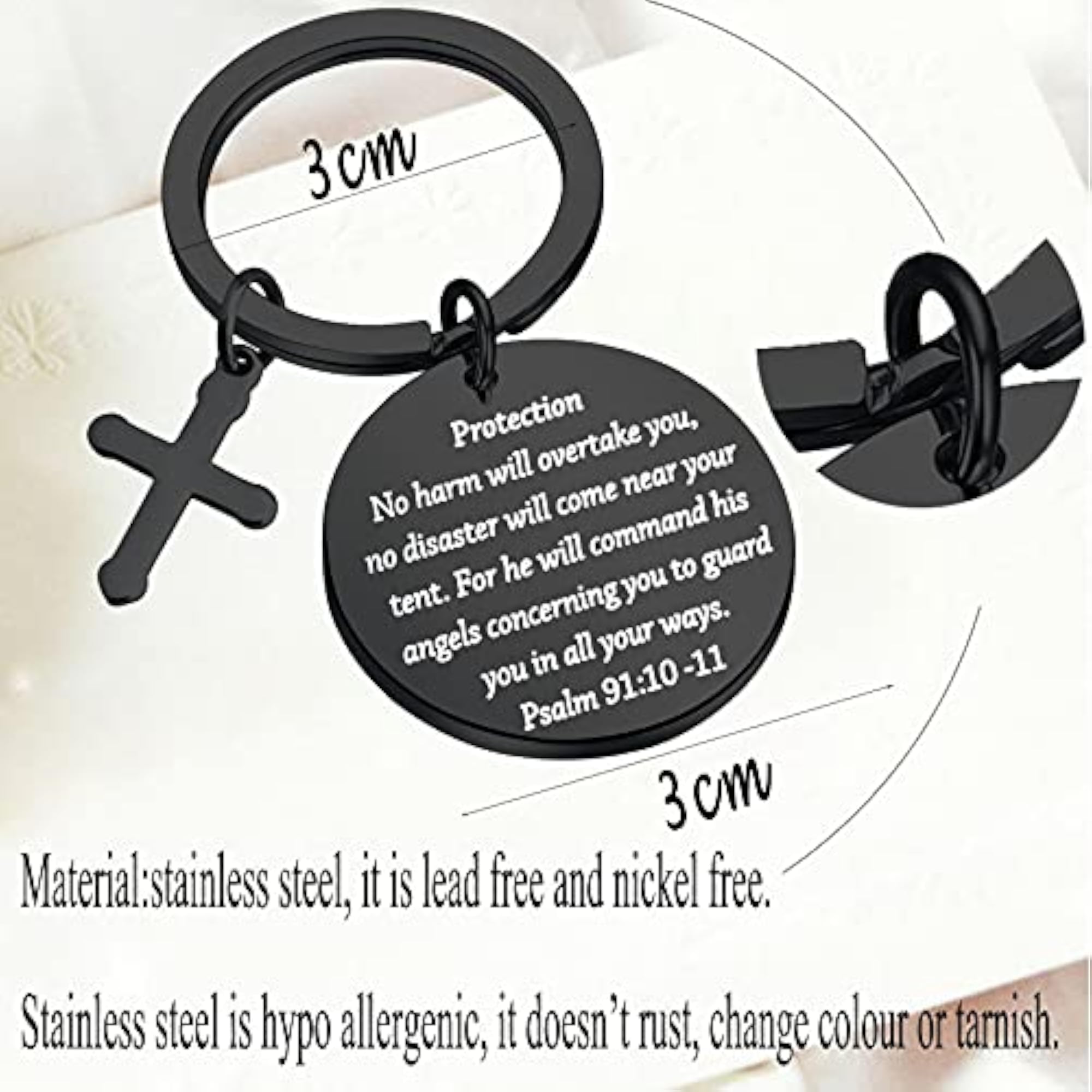 Bible Verse Keychain Gift, Psalm 91