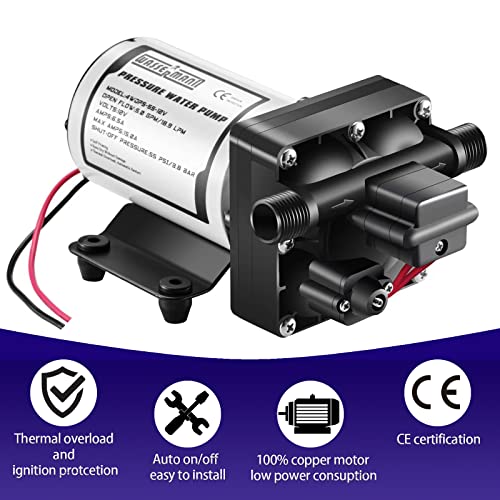 Wassermann Water Booster Pump 12V Dc, Self Priming Diaphragm Pump 5.0 Gpm 55 Psi, Rv Water Pump With Pressure Switch, For Rv Marine Yacht Lawn Garden #TOP4