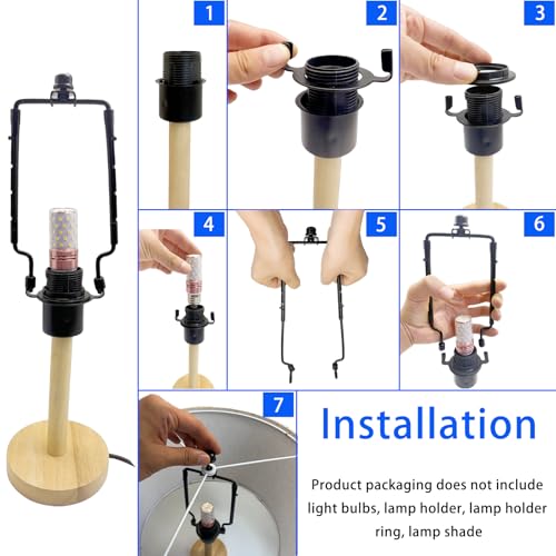 Image of Lamp Shade Harp Holder for Spider Lampshade,7 /8 /9 /10 Inch Height Adjustable,3 /8 inch Standard Saddle,E14 /E26 /E27 Light Base UNO Fitter Adapter Converter,Lamp Kit and Parts,Lamp Harp (Black)