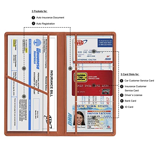 Image of TOURSUIT Car Registration & Insurance Card Holder, Brown