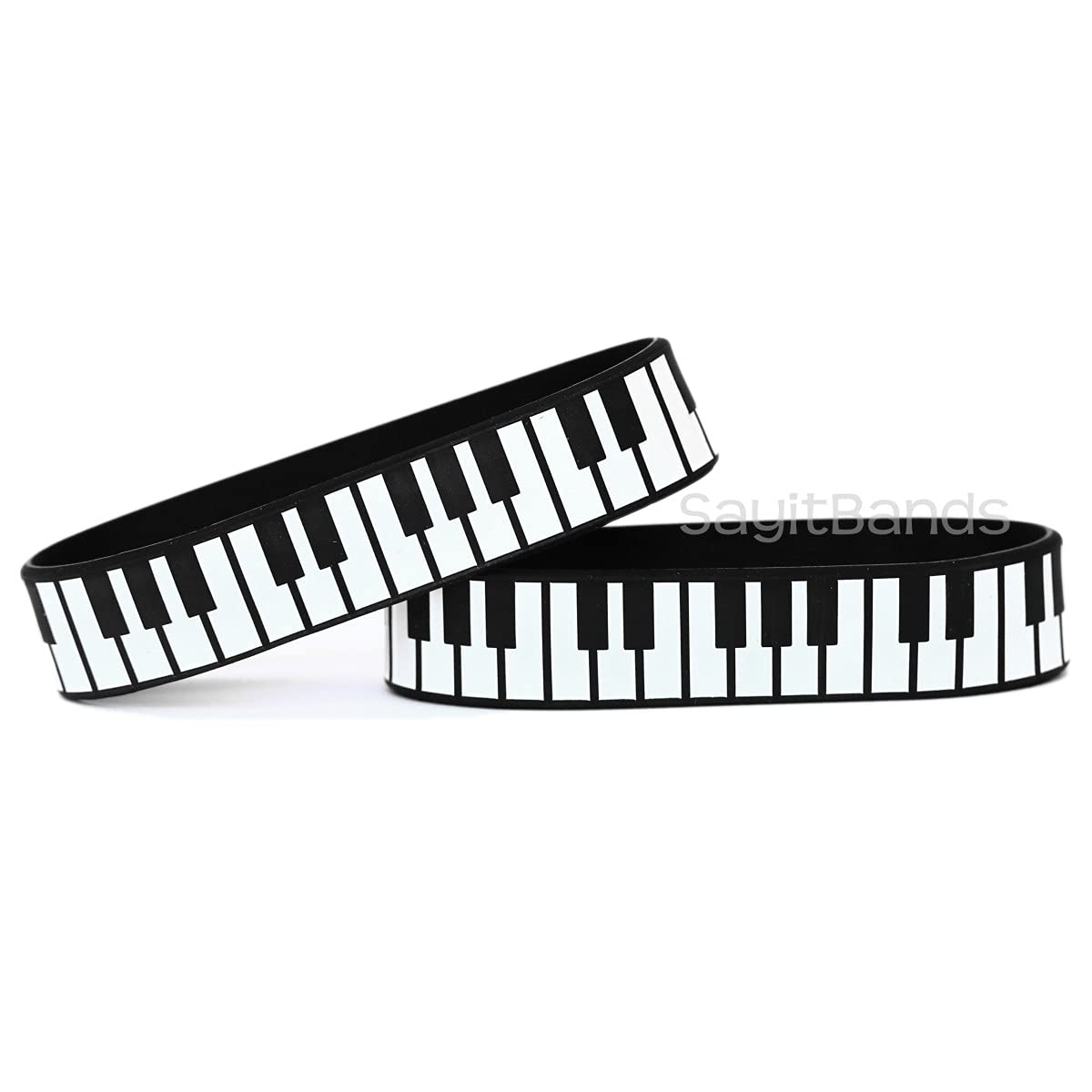 Two (2) Piano Bracelets - Music Bands - Silicone Wristbands