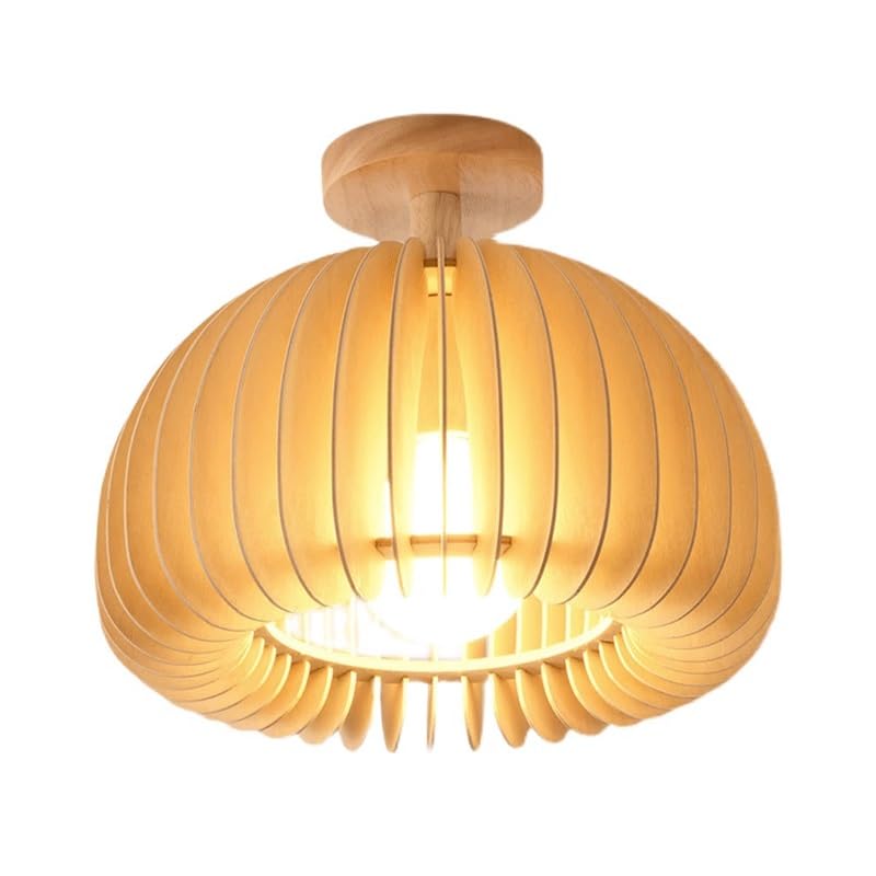 Plafonnier bois E27 wabi-sabi pour éclairer un plafond bas