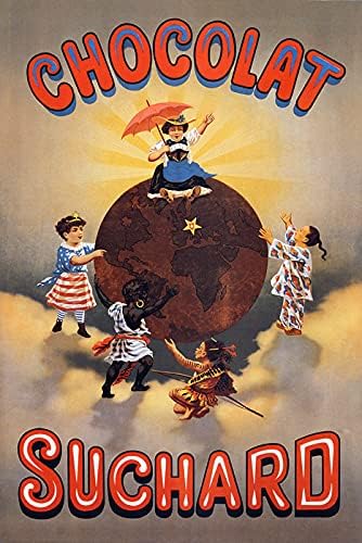 Chocolat Suchard Children Around The World Chocolate Globe Vintage Poster Reproduction (12โ X 16โ Image Size Paper)