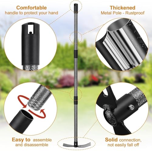 Hoe Garden Tool, 114 cm Long Garden Hoe and Cultivator, Garden Hand Tiller with Long Handle, Heavy Duty Garden Tools Hoe Cultivator for Gardening, Weeding, Lossening Soil 4 Hoe Garden Tool, 114 cm Long Garden Hoe and Cultivator, Garden Hand Tiller with Long Handle, Heavy Duty Garden Tools Hoe Cultivator for Gardening, Weeding, Lossening Soil - Image 4