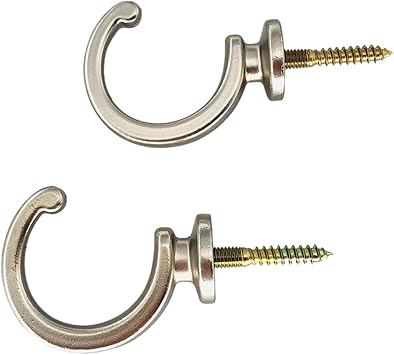 2Pcs U Shaped Modern Drapery Holder Expansion Plug Durable Heavy Duty Ball End Curtain Tieback Hook Wall Mounted Metal Curtain Tieback Hook, Silver