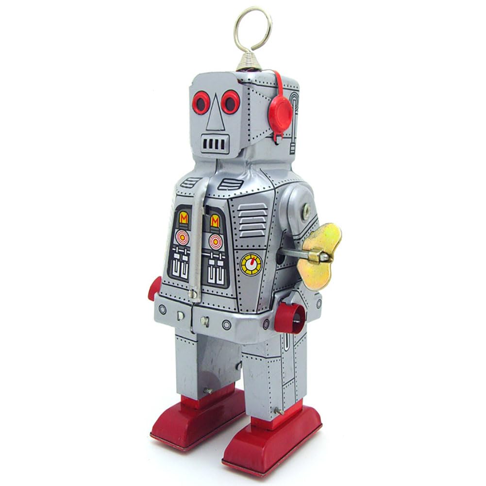 Vento Fino Giocattolo MS403 Fiery Robot Latta Giocattolo retrò Adulto Giocattolo da Collezione Vintage da Collezione Bambini Regalo (Argento)