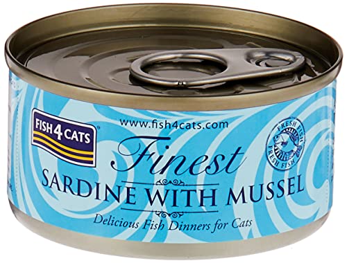 Fish4Cats Latas de sardina con mejillón, 70 g, 10 unidades