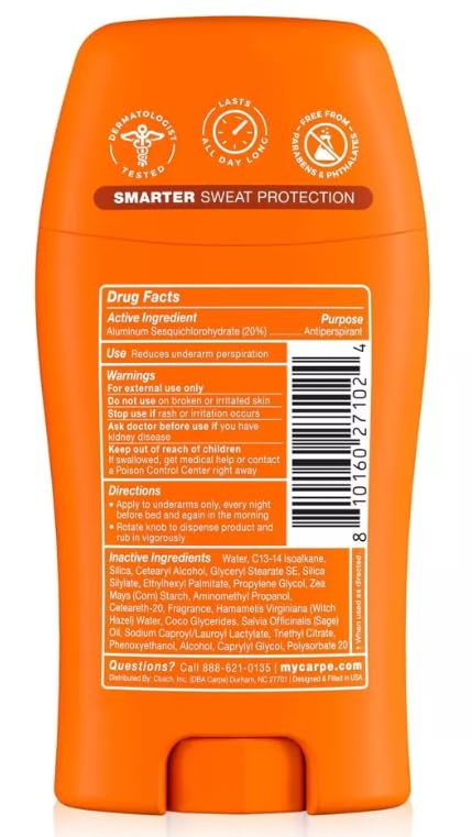 Carpe Men's 100HR Sweat & Odor Control Antiperspirant Deodorant - Bergamot&Oud - 1.76oz: Paraben-Free, Phthalate-Free, Vegan, Cream Form