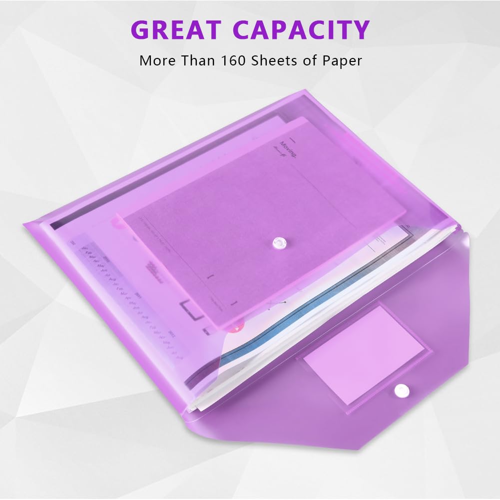Vicloon Pochette Documents A4 - Lot De 12 Pochettes 6 Couleurs Avec Bouton-Pression