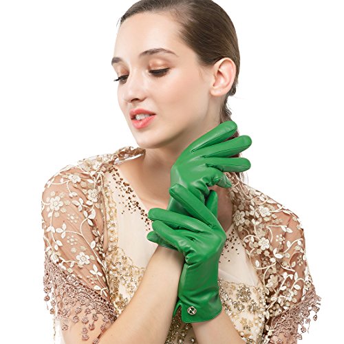 Gants en cuir d'agneau italien de luxe avec doublure toison longue pour l'hiver