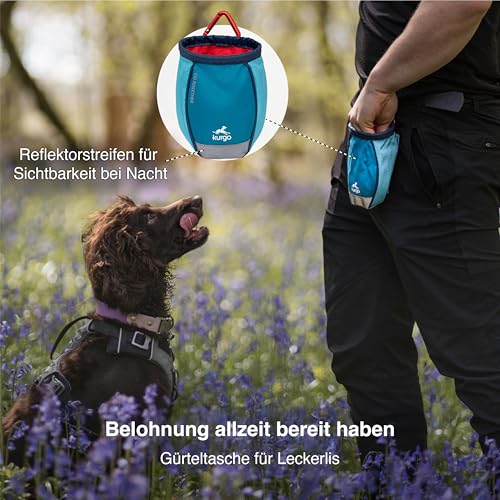 Kurgo Go Stuff-It Futterbeutel, Hält Hunde-Leckerlis frisch, Ideal für Hundetrainings, 11 cm breite Öffnung, Blau