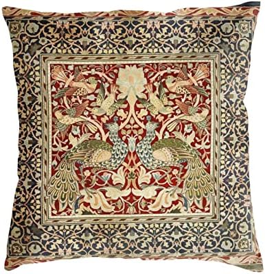 Haruha William Morris Vintage Peacock Floral 18 Decorative Throw Pillow Covers Soft Velvet Throw Pillowcases Home Decor Living Room Cushion Case for Bed Couch Car 18x18 Inch (10369)