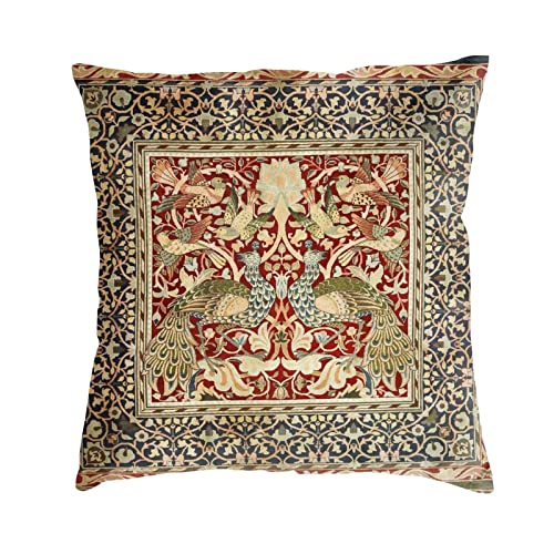 Haruha William Morris Vintage Peacock Floral 18 Decorative Throw Pillow Covers Soft Velvet Throw Pillowcases Home Decor Living Room Cushion Case For Bed Couch Car 18X18 Inch (10369) #TOP3