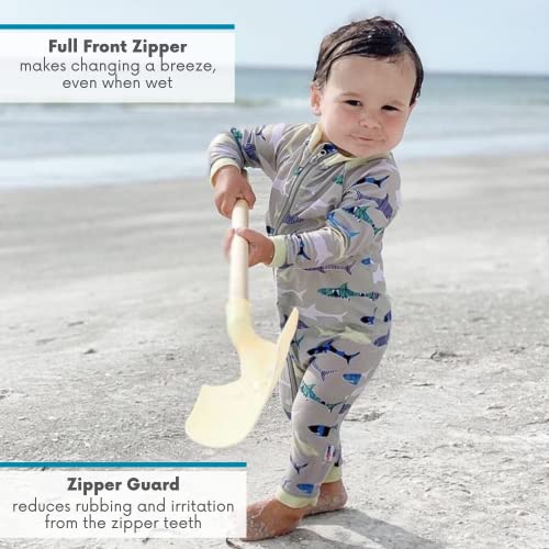 Image of SwimZip UPF50+ Boys Swim Shirt, Long Sleeve One Piece Kids Sunsuit