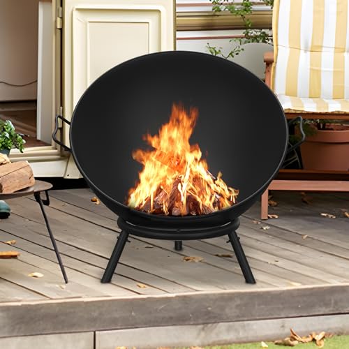 Brasero de 62 cm pour le jardin avec grille et pince à charbon en métal pour barbecue, feu de jardin, barbecue, camping – Image 5