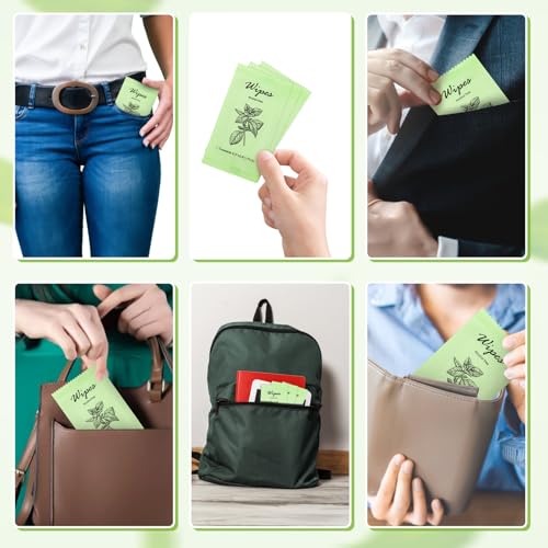 Image of Individual Hand Wipes Wet Wipes Travel Size,Wet Wipes Individually Wrapped | 60PCS Bulk Cleansing Travel Size Wipes for Wedding Travel Restaurant Barbecue(Mint)
