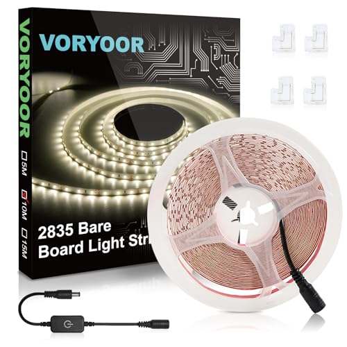 VORYOOR Warm White LED Strip Lights, 32.8ft Dimmable Bright Rope 3000K LED Light Strip, White 12V...