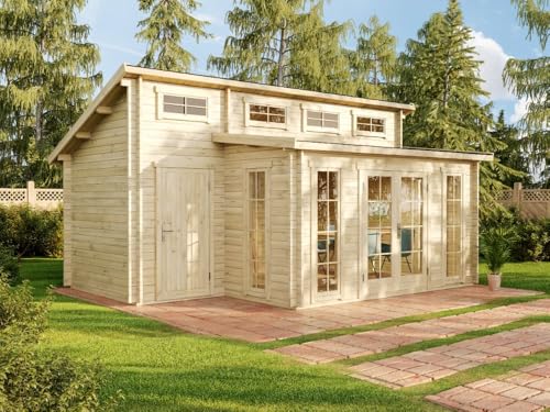 Alpholz Gartenhaus Lausitz-40 aus Massiv-Holz, Gerätehaus mit 40 mm Wandstärke, Garten Holzhaus inklusive Montagematerial, Geräteschuppen Größe: 570 x 420 cm, Pultdach