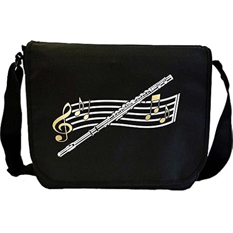 MusicaliTee Flute Curved Stave - Sheet Music & Accessory Messenger TRIO Bag Cover