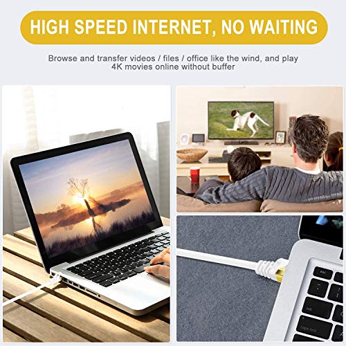 Image of FEDUS Cat7 Ethernet Cable, Pure Copper Flat RJ45 LAN Cable Cable 10 Gigabit 600MHZ Patch Network Cable Internet Cable RJ45 Wire Cord to Computer for Gaming, Modem, Router, LAN ADSL (3-METER.)