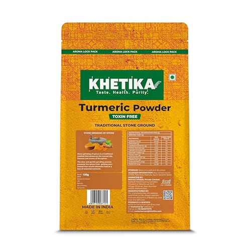 Image of Khetika Stone Ground Turmeric Powder 100g, Single Origin, With Natural Oils, High Curcumin, Toxin Free, Clean Label, Reusable Pouch