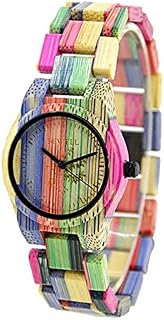 BEWELL W105D Wrist Watch for Women Analog Quartz Movement with Colorful Bamboo Watch Bandl Extremely Lightweight