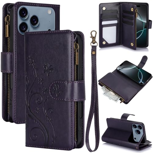 Coque iPhone 17 Pro Max fermeture éclair fente cartes et support de protection