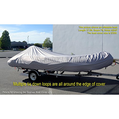 Seamax Inflatable Boat Cover, D Series For Beam Range 5.8' To 6.4' (Feet), 5 Sizes Fits Length 12.2' To 16.5' (Feet) (D470 - Max Length 15.4Ft) #TOP4