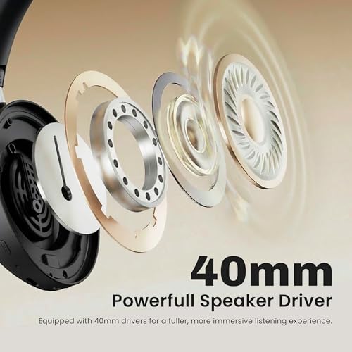 Image of EVM EnSonic Over Ear Wireless Headphones | Bluetooth 5.3+EDR | 40mm Drivers | Deep Bass Sound | 40H Playtime | HD Mic | Foldable Design | AUX Support, Lightweight | 1-Year Warranty (EVM-WHF-01-Black)