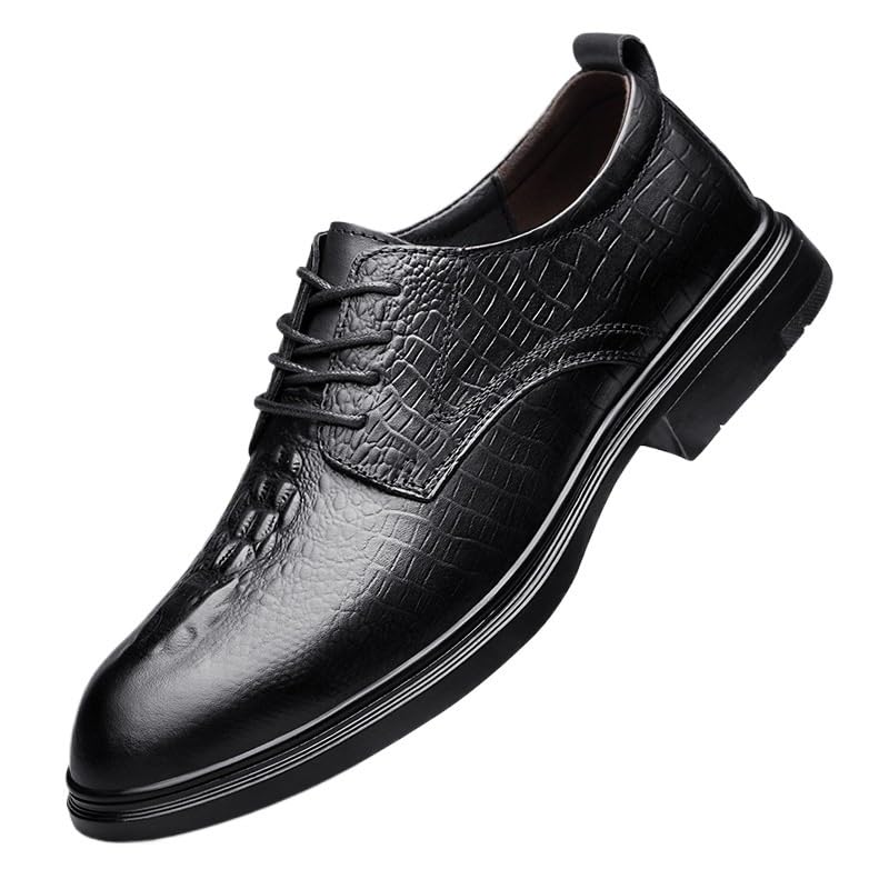 Mens Leather Oxford Dress Shoes Lace Up Pointed Toe Classic Formal Business Casual Wedding Shoes