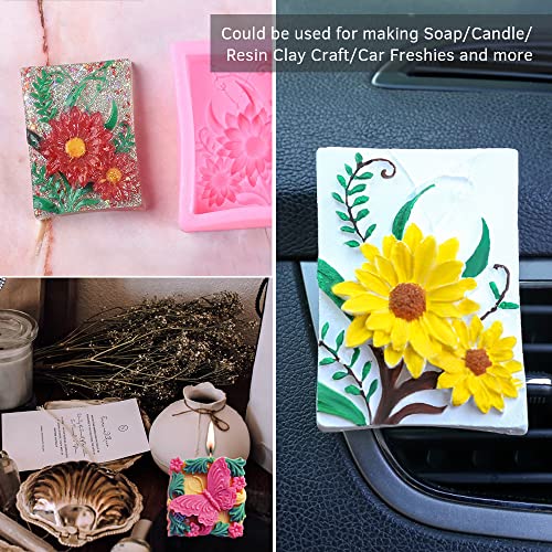 2 Pack Butterfly Flower Soap Molds For Soap Making, 3D Floral Silicone Mold For Handmade Soaps, Bath Bombs, Lotion Bars, Beeswax, Candles, Polymer Clay, Plaster Of Paris, Resin Craft Making Supplies #TOP4