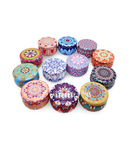 Mandala Desenli Metal Kutuda Büyük Boy Kokulu Mum