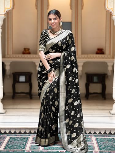 Sari traditionnel noir Pujia Mills : la solution pour un drapé parfait - 3