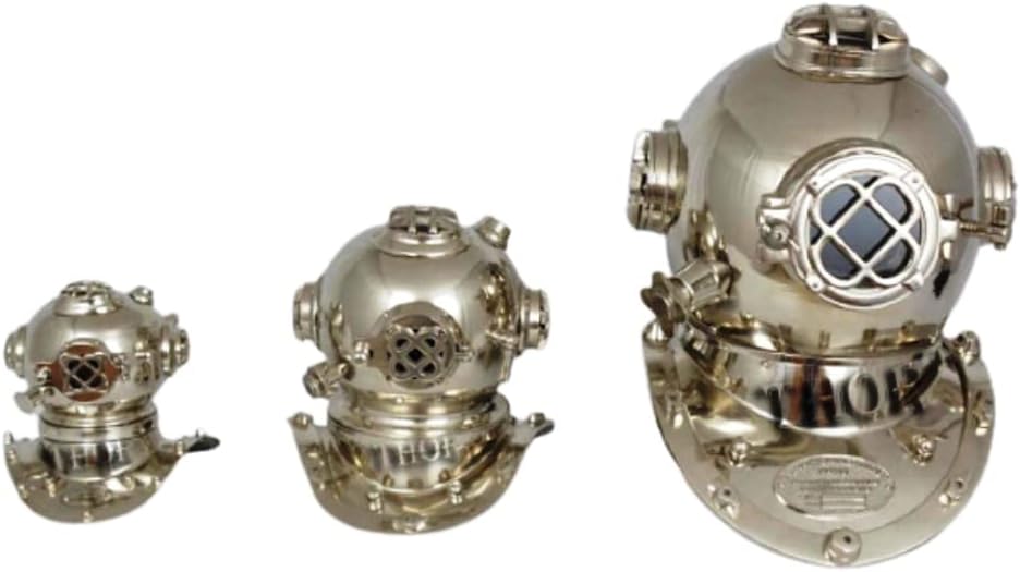 18" Scuba Diving Helmet US Navy Mark V Deep Marine Divers Gift Set of 3 Rustic Vintage Home Decor Gifts