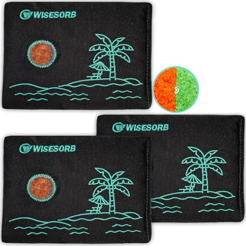 Image of Wisesorb 200g x 3pcs Rechargeable Desiccant Packs, Color Indicating Silica Gel Packets with Transparent Window, Moisture Absorbers,Reusable Dehumidifier Bags for Storage Safe Closet Basement Camera