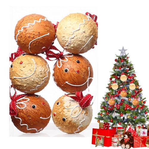 Adornos De Bolas De Navidad – 6 Bolas De Espuma De Especias Pintadas A Mano, Decoraciones De Vacaciones Colgantes | Para La Pantalla Festiva Del Árbol De Navidad En Casa