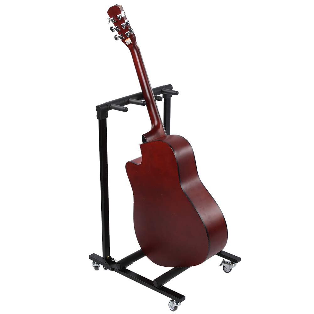 Gitarrenständer für mehrere Instrumente Kompatibel mit E Gitarre und Bass Klappbar mit Rollen und Bremsfunktion Stahlrohr 71 x 48 x 81 5 cm für Musikinstrumente (FL-13L 3 Köpfe)
