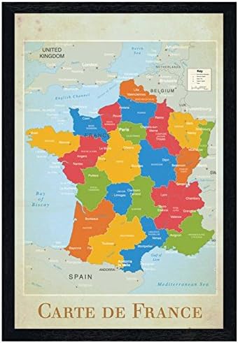 Empire Noir Avec Cadre En Bois Carte De France Carte De France Maxi Poster 61 X 91 5 Cm Amazon Fr Cuisine Et Maison