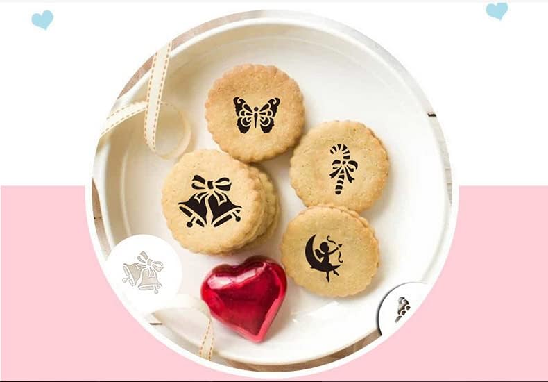 Miniatura 7 de 44 plantillas de arte de café + 2 agitadores de polvo de malla de acero, plantillas de decoración de café Magnoloran para galletas, molde de pintura