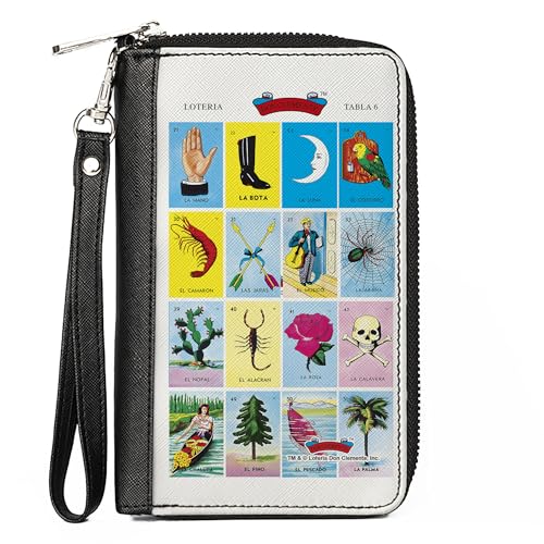 Buckle-Down Women's PU Zip Around Wallet Rectangle-Loteria, 7.5