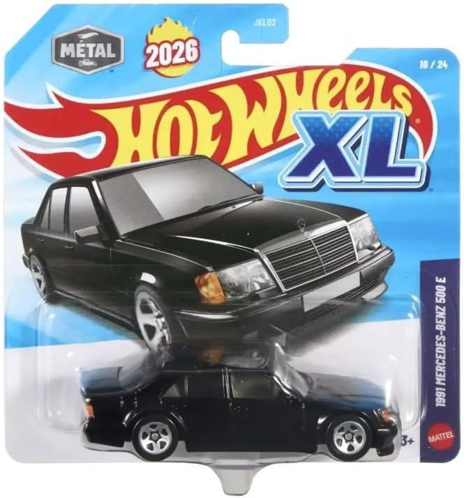 Hot Wheels XL 1991 Mercedes-Benz 500 E [Black] 10/24 New for 2026! 1:43 Scale Diecast Toy Vehicle