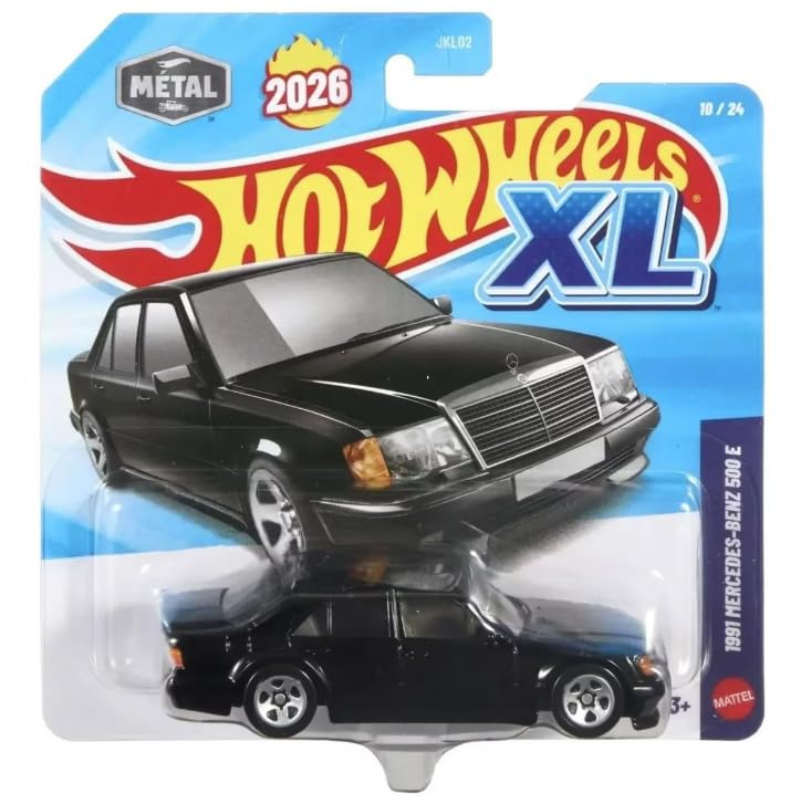 Hot Wheels XL 1991 Mercedes-Benz 500 E Black 1:64 miniatura 1