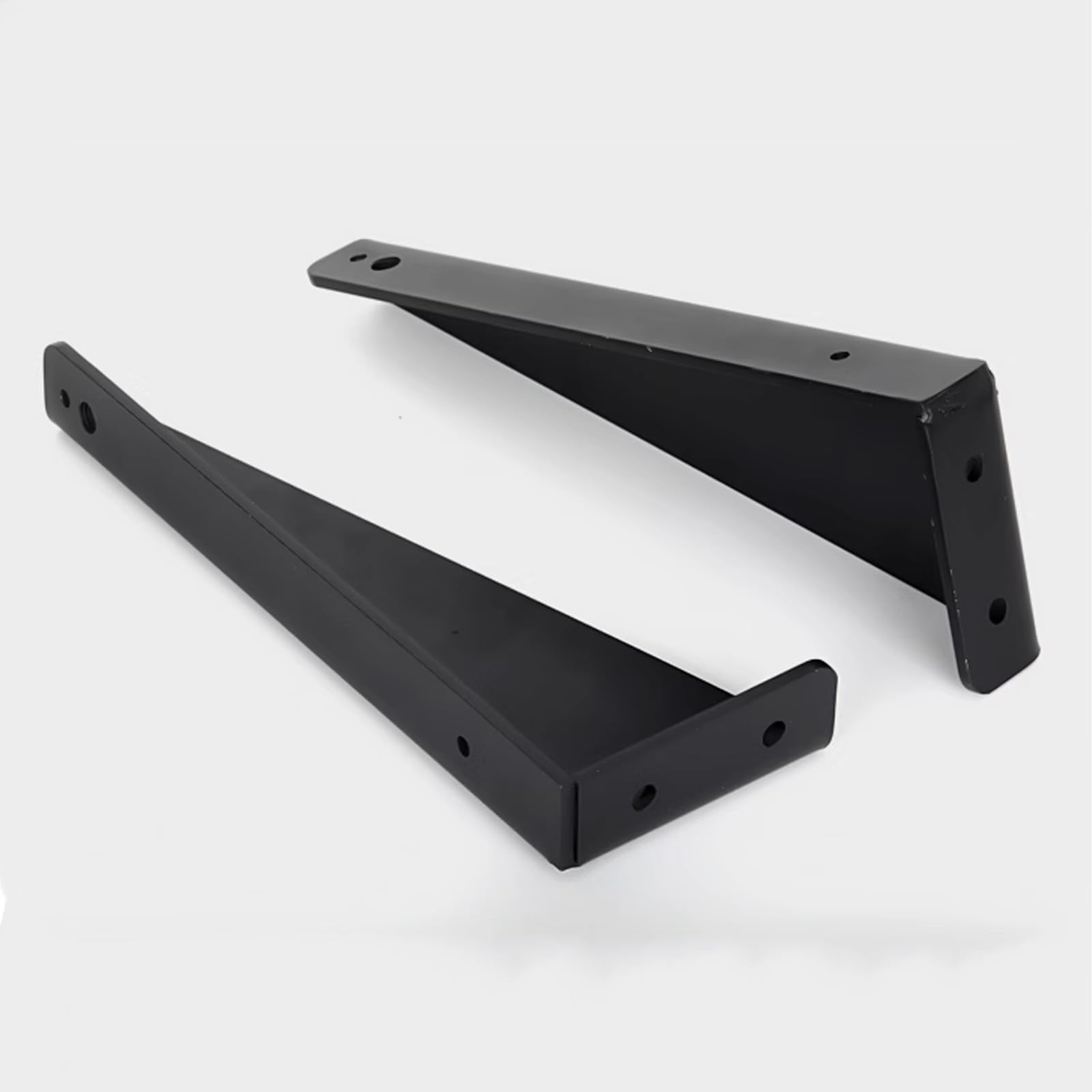 Soportes de pared resistentes en forma de L, soportes flotantes de metal para soportes de TV, escritorios, armarios y encimeras, acabado negro, 320 mm, incluye tornillos para una fácil instalación
