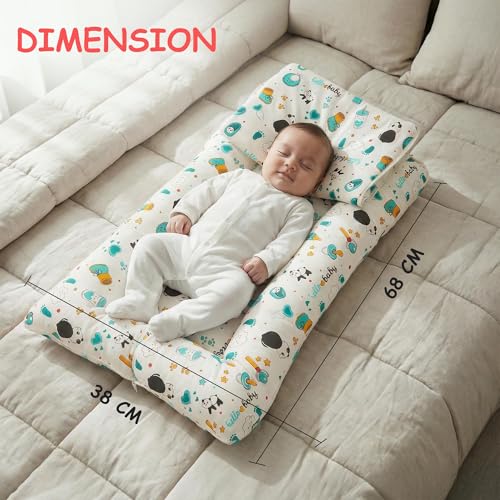 Image of Baybee Panda 3-in-1 Baby Cotton Carry Nest for Newborns 0-12 Months | Portable Baby Activity Nest | Ultra Soft, Lightweight, Travel Friendly & Washable (Green)