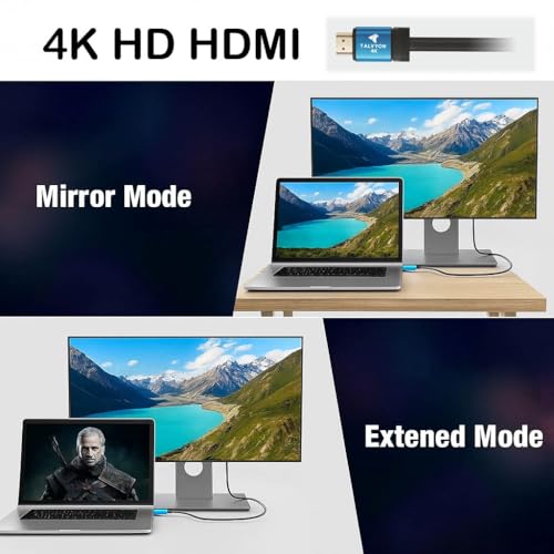 Image of Talyon 4K HDMI Cable, High Speed with Mirror and Extended Mode Support, Black and Blue