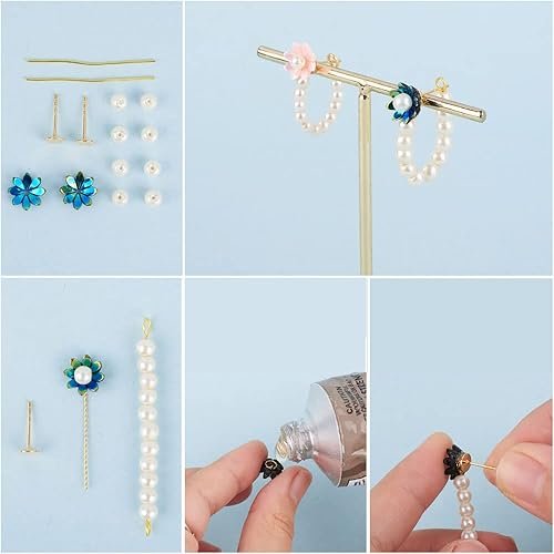 Miniatura 7 de Pandahall - 50 tapas de cuentas de flores de resina mixta, espaciador iridiscente AB margarita, surtido para aretes, collares, suministros de