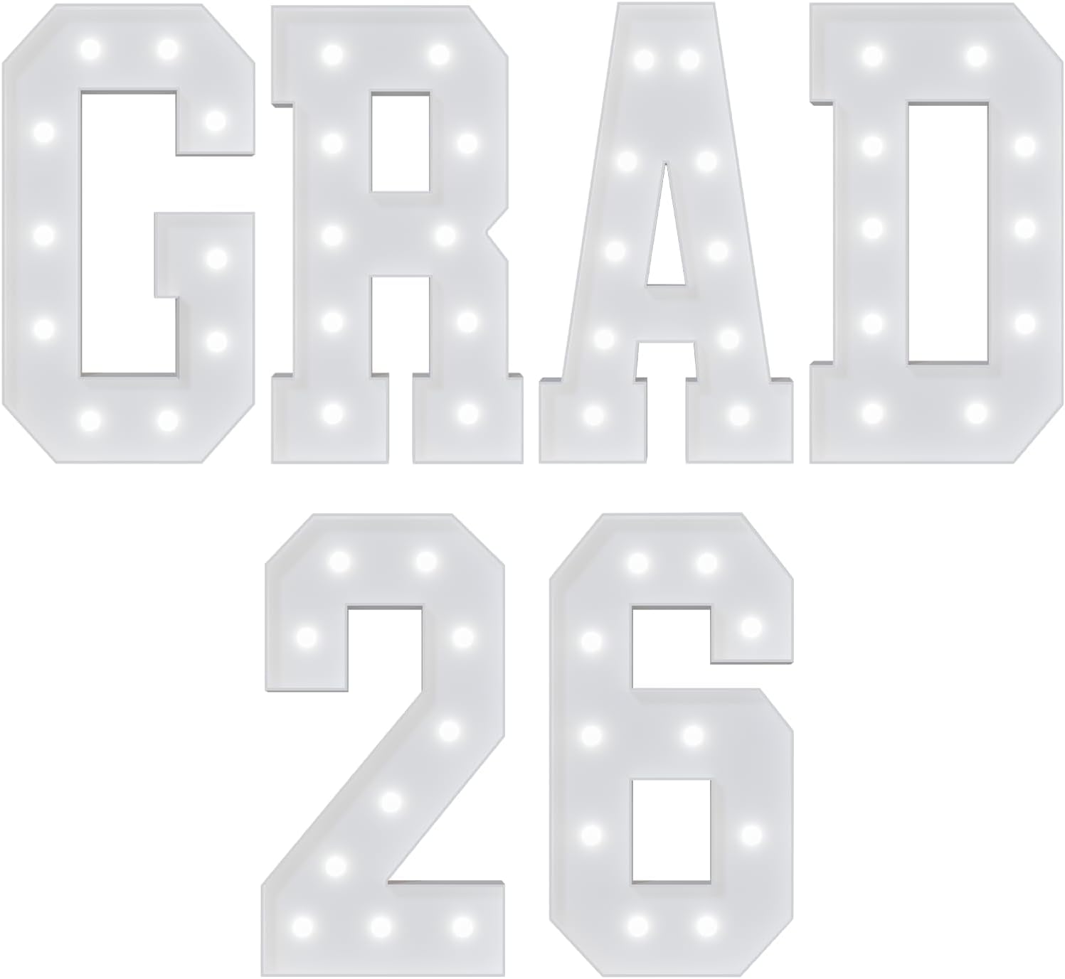 Marquee Numbers 2026 Graduation Decorations 4FT Big Light Up Numbers 2 6 Letters A G R