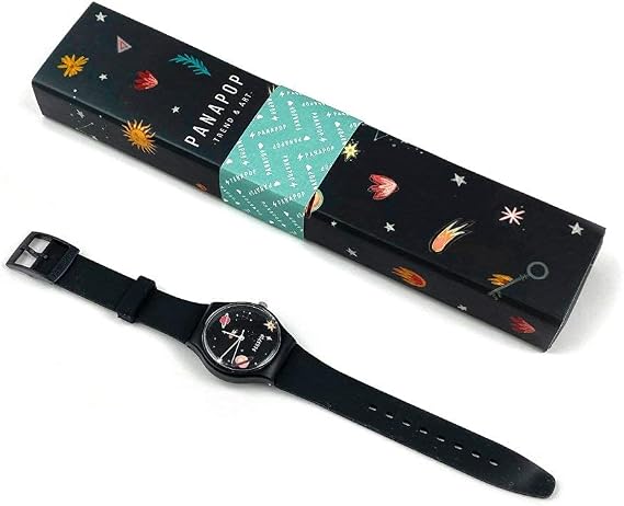 Panapop | Stardust | Orologio da polso donna | Cinturino nero in silicone |  Pianeti : Amazon.it: Orologi