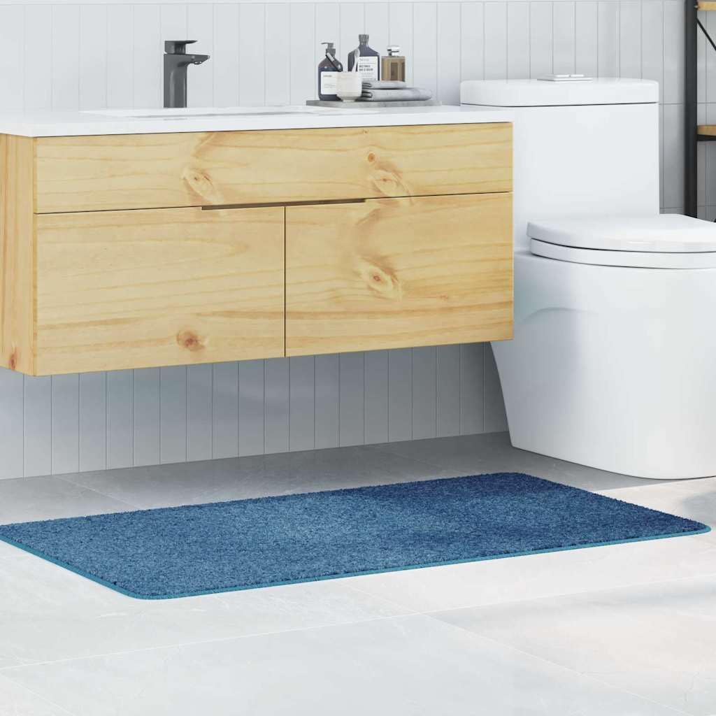 Rutschfeste Badmatte Blau 70 x 120 cm PP mit Latex-Rückseite für sicheren Stand, waschbar, schnelltrocknend, langlebig, geeignet für Bad, WC, Dusche, Gästebad und Fußbodenheizung