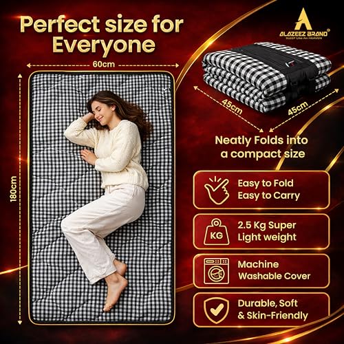 Image of Premium Foldable Floor Mattress for Sleeping, Portable Tri-Fold Sleeping Mat with Carry Bag, Lightweight Washable Guest Bed Mattress for Home, Travel, Camping & Kids Play Area